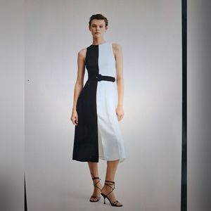Black white midi dress